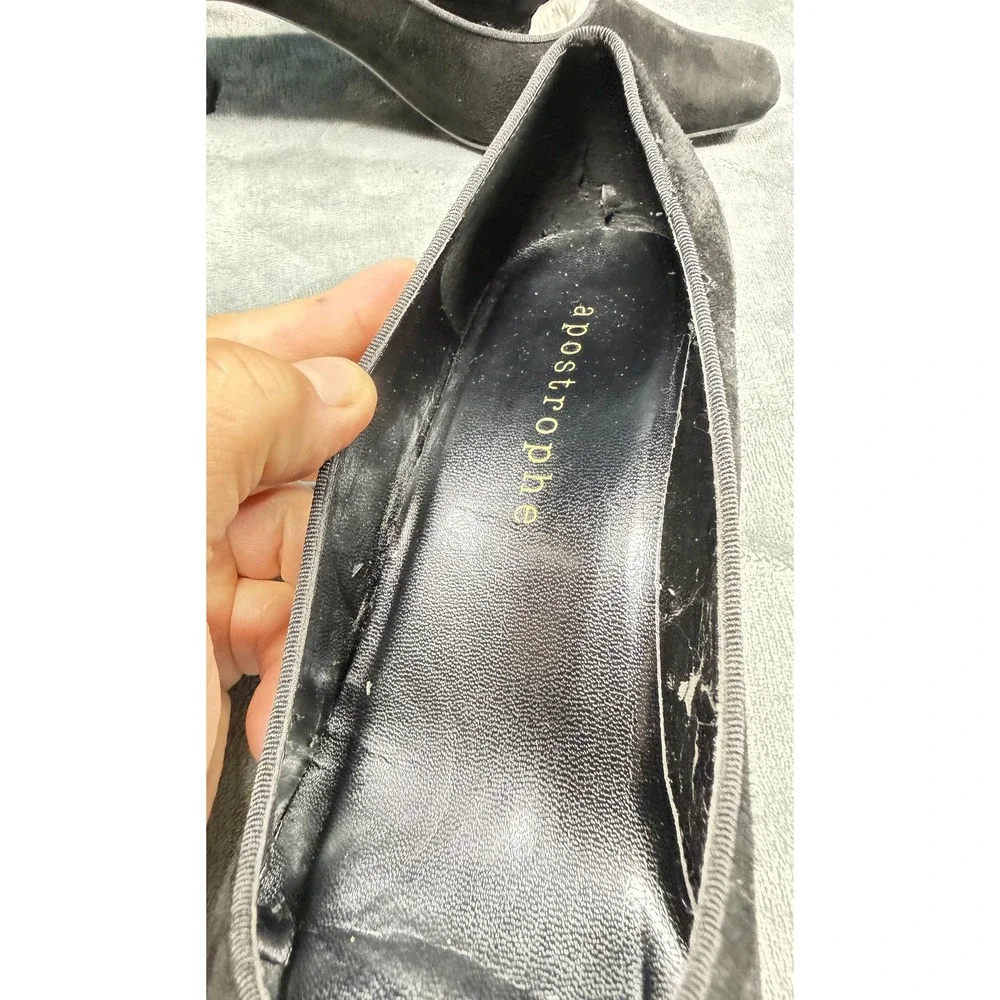 Apostrophe Womens Pumps 7.5 M Black Suede Square Toe Kitten Heel
